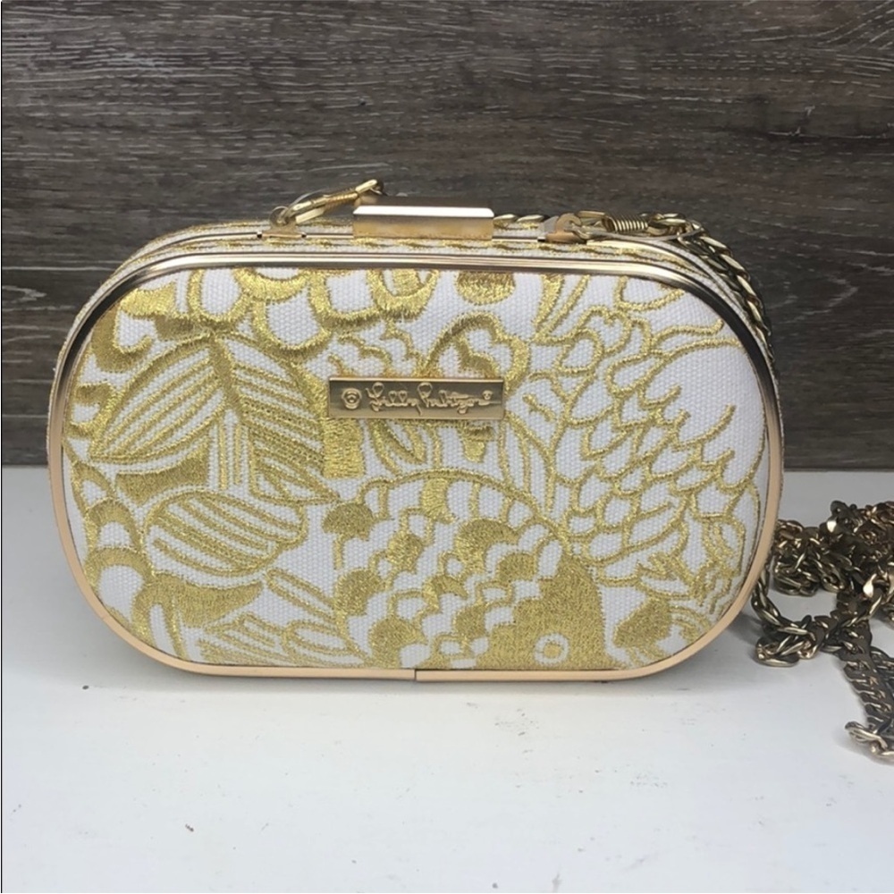 Lilly Pulitzer Vera Bradley Gold and White Clutch - Picture 2 of 9
